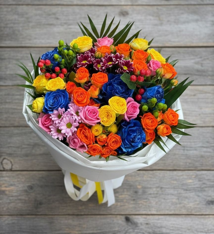 Букет цветов из: Розы и Хризантемы в Долгое Ледово