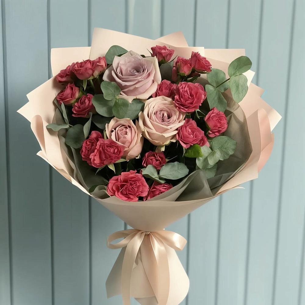 Букет цветов из: Гвоздики и Розы в Долгое Ледово