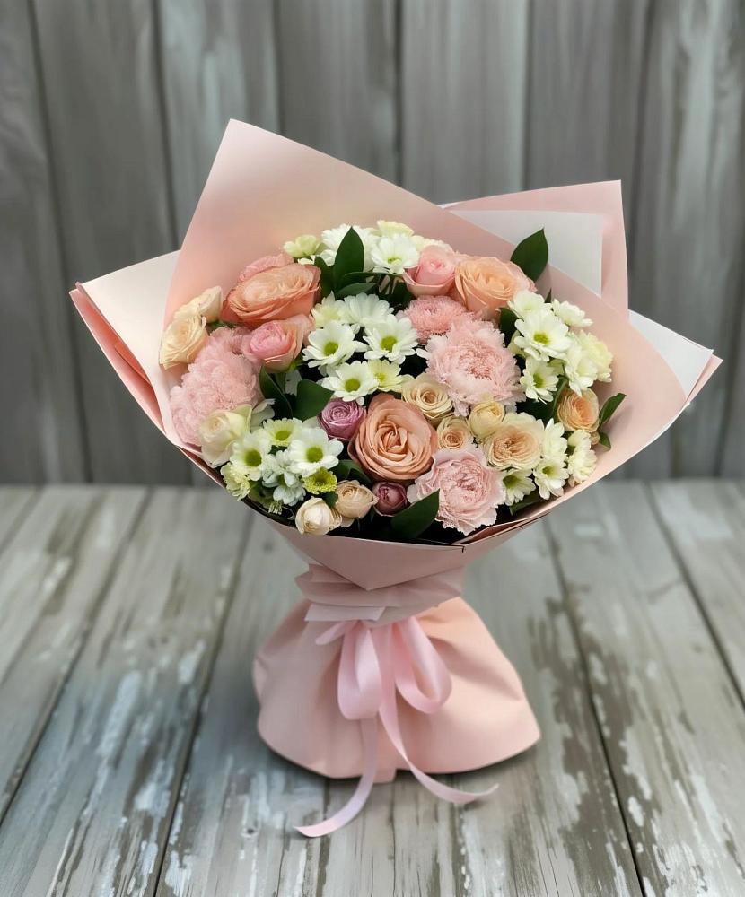 Букет цветов из: Гвоздики, Розы и Хризантемы в Долгое Ледово