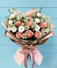 Букет цветов из:  Розы, Альстромерии и Лизиантусы в Долгое Ледово