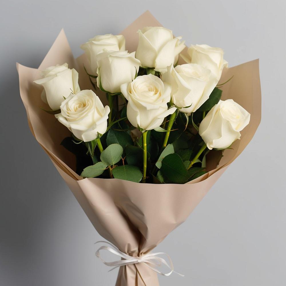 Букет 9 Белых роз Эдлесс Лав в Долгое Ледово