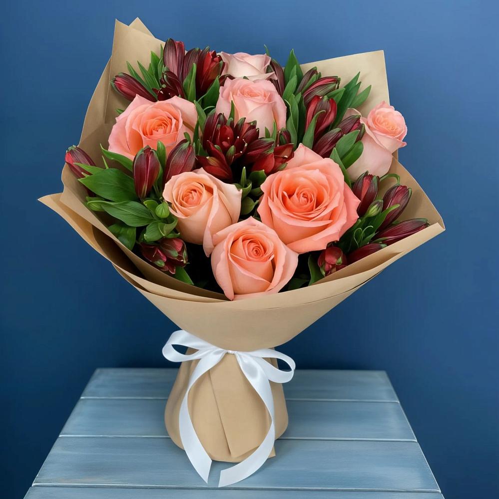 Букет цветов из: Розы и Альстромерии в Долгое Ледово