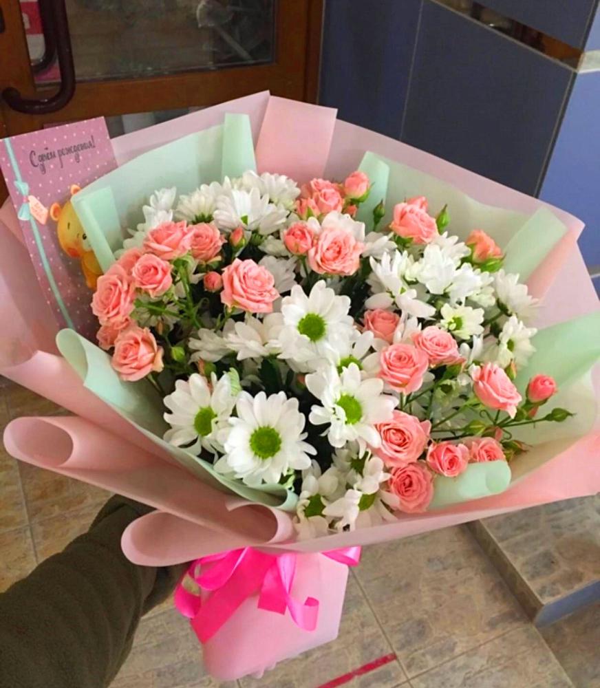 Букет цветов из: Розы и Хризантемы в Долгое Ледово