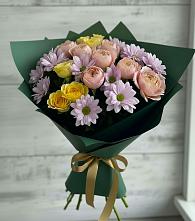 Букет цветов из:  Хризантемы и Розы в Долгое Ледово
