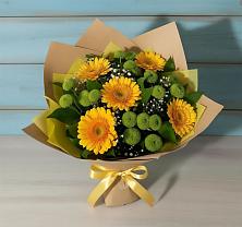 Букет цветов из:  Герберы и Хризантемы в Долгое Ледово