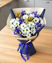 Букет цветов из:  Розы, Ирисы и Хризантемы #REPLACE_PRED# Долгое Ледово