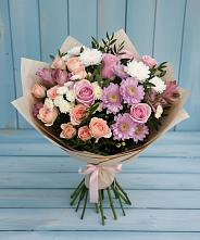 Букет цветов из:  Хризантемы, Розы и Альстромерии #REPLACE_PRED# Долгое Ледово