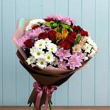 Букет цветов из:  Розы, Хризантемы и Альстромерии #REPLACE_PRED# Долгое Ледово