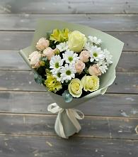 Букет цветов из:  Альстромерии, Розы и Хризантемы в Долгое Ледово